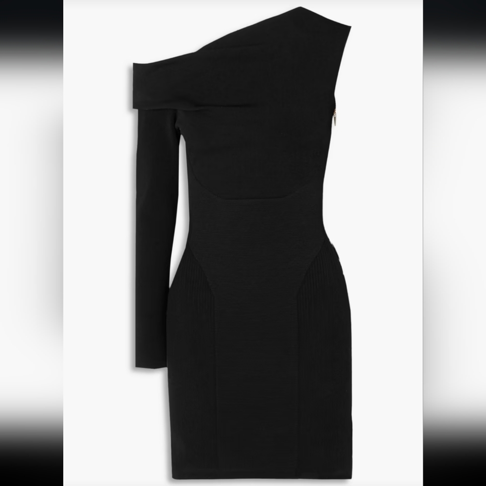 10. NWT AZ FACTORY MY BODY ONE SLEEVE RIBBED & STRETCH KNIT MINI DRESS